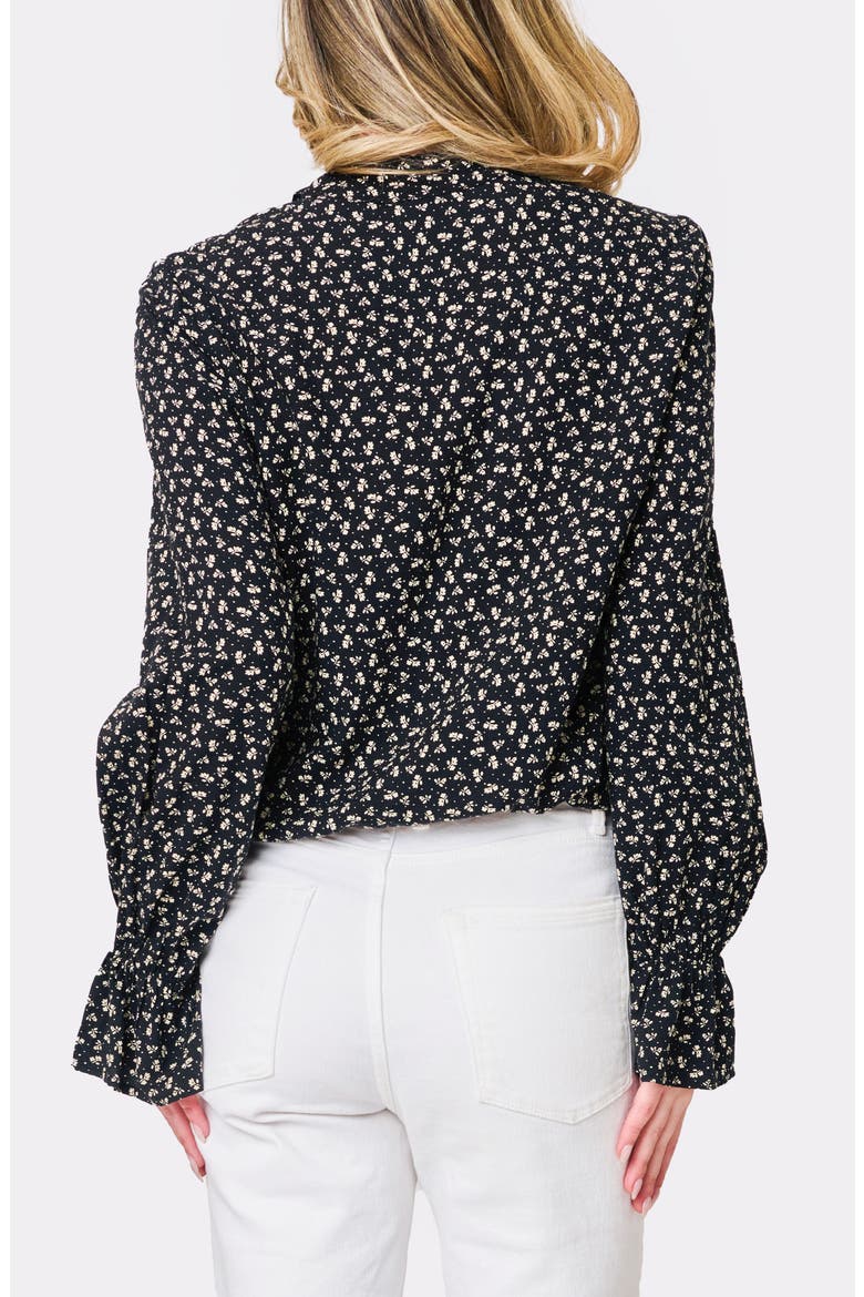 Floral Surplice Tie Neck Top, Alternate, color, BLACK BOHO FLORAL