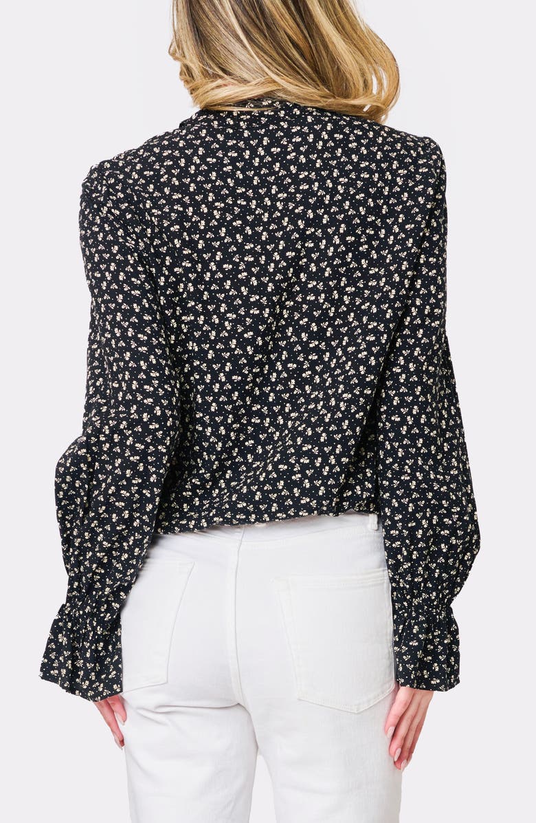 GIBSONLOOK Floral Surplice Tie Neck Top, Alternate, color, Black Boho Floral