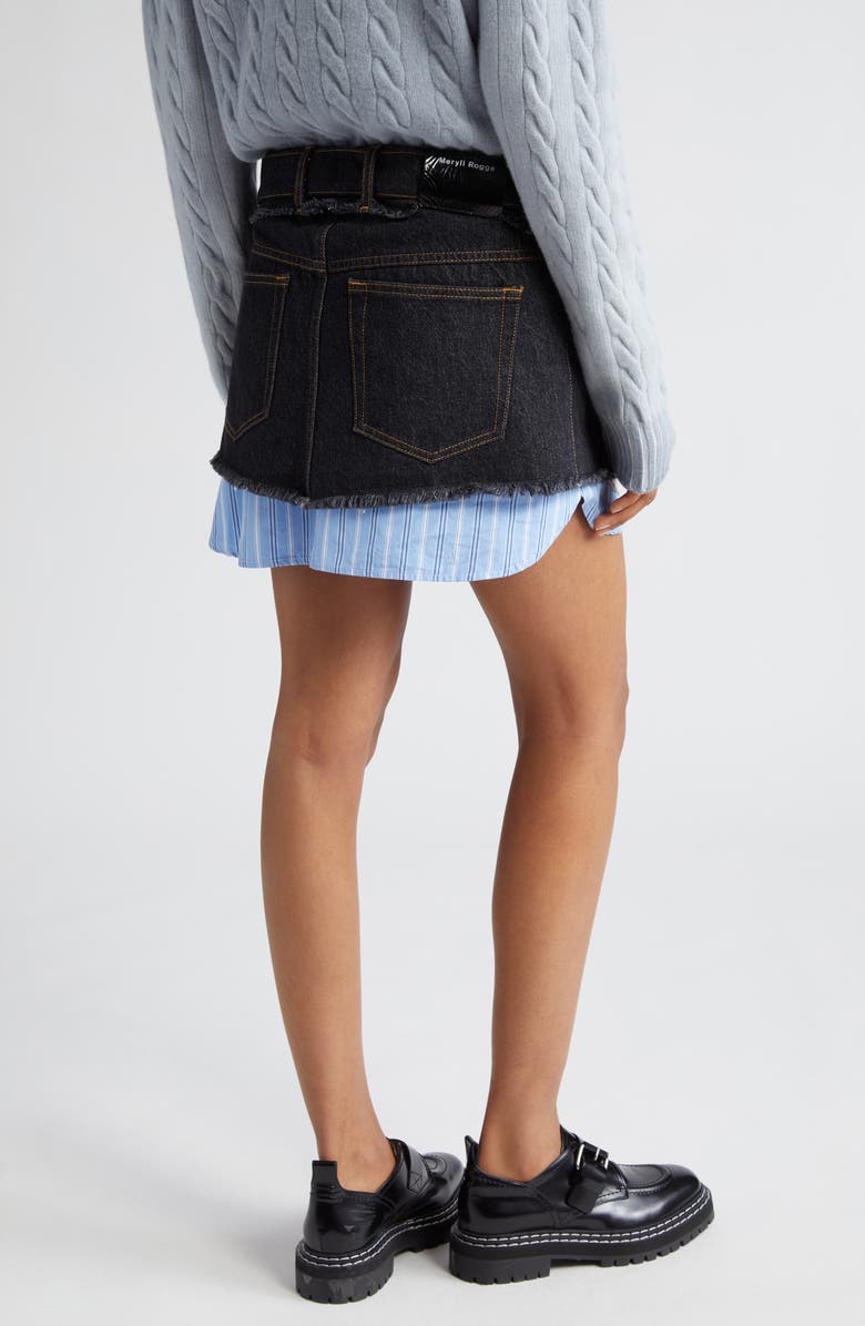 Meryll Rogge Stripe Cotton Poplin & Denim Wrap Miniskirt, Alternate, color, 
