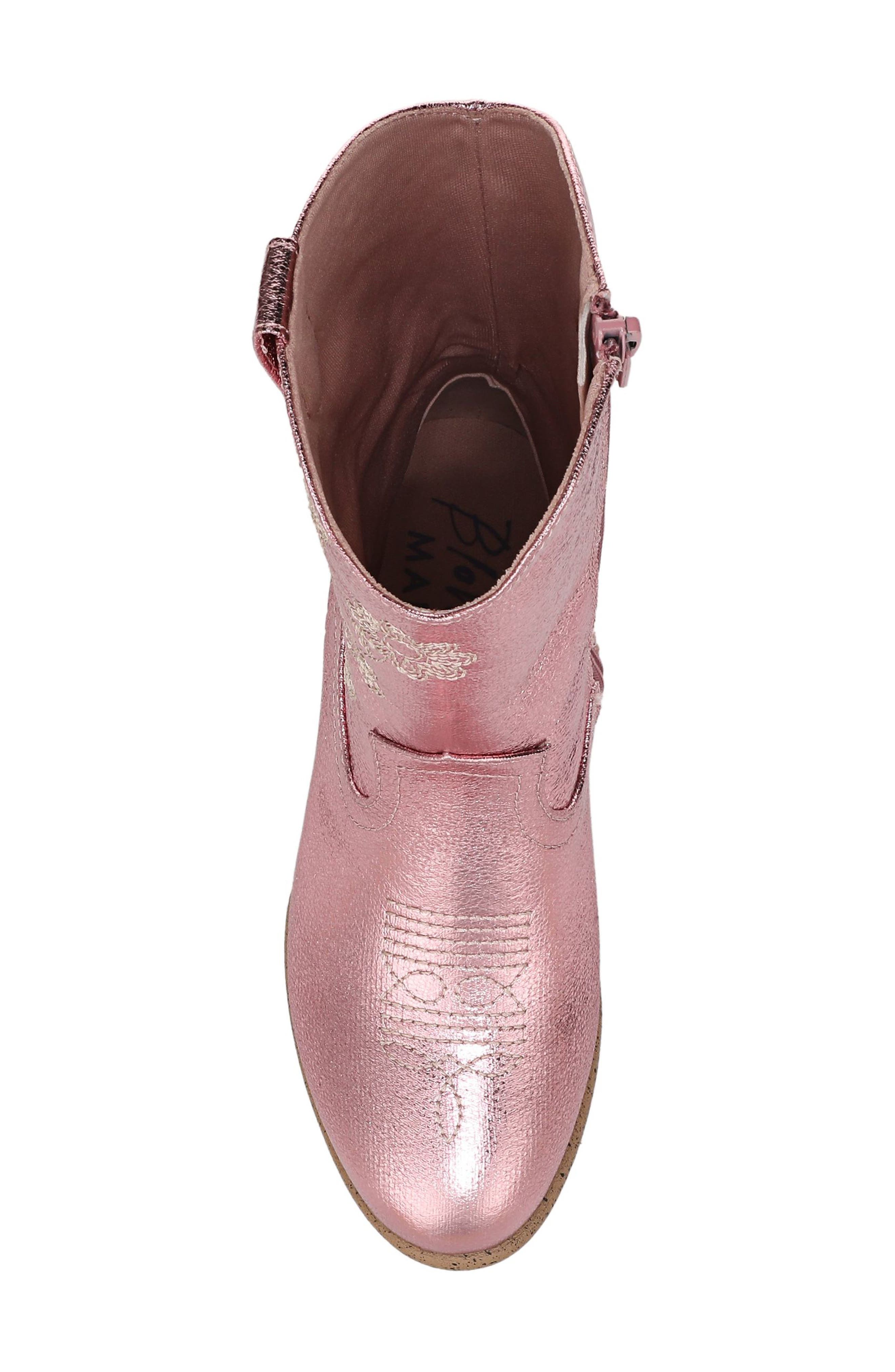 Kids' Sandia Embroidered Western Boot, Alternate, color, PINK FAUX LEATHER