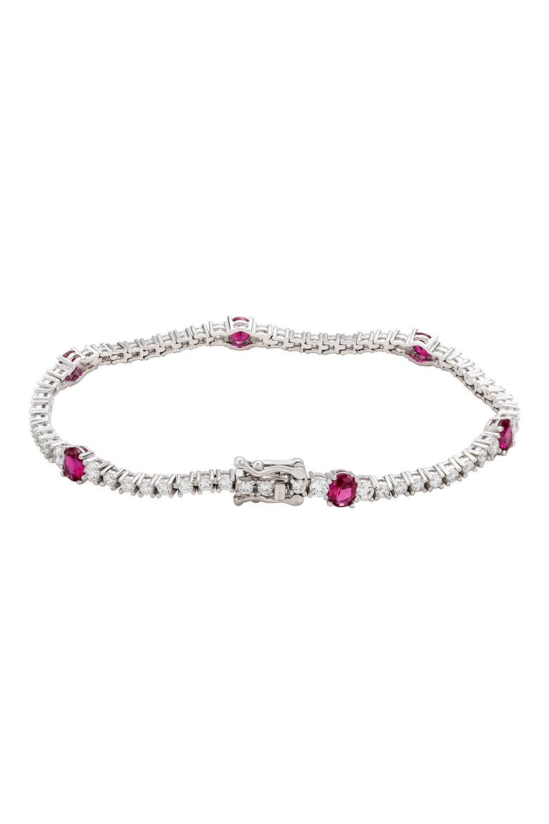Cubic Zirconia Station Bracelet, Alternate, color, RED