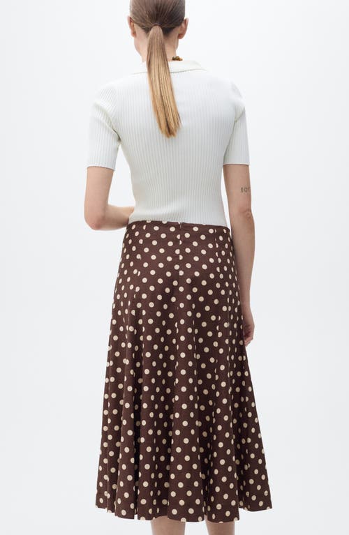 Shop Mango Polka Dot Flare Linen Blend Skirt