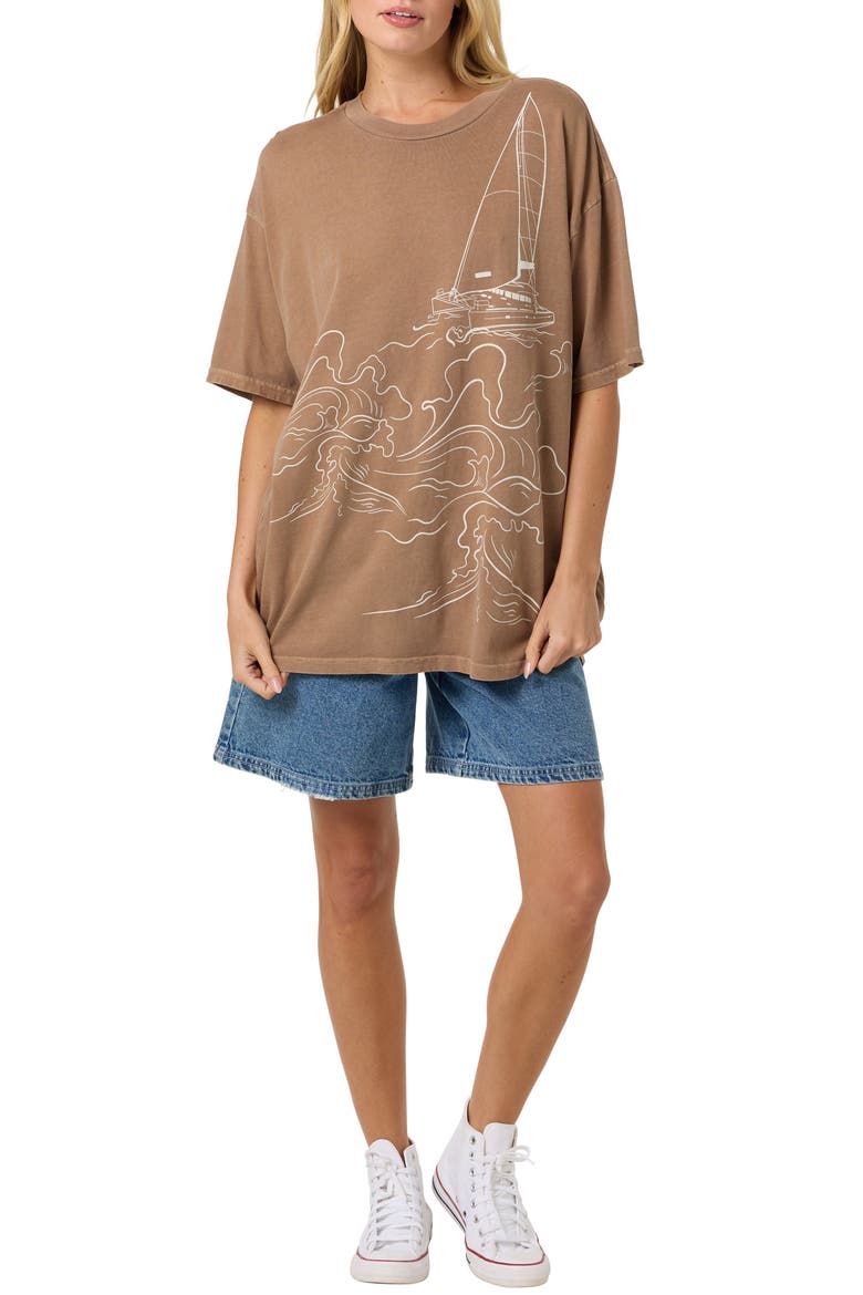 OG Boat Oversized Graphic T-shirt, Alternate, color, CAROB BROWN