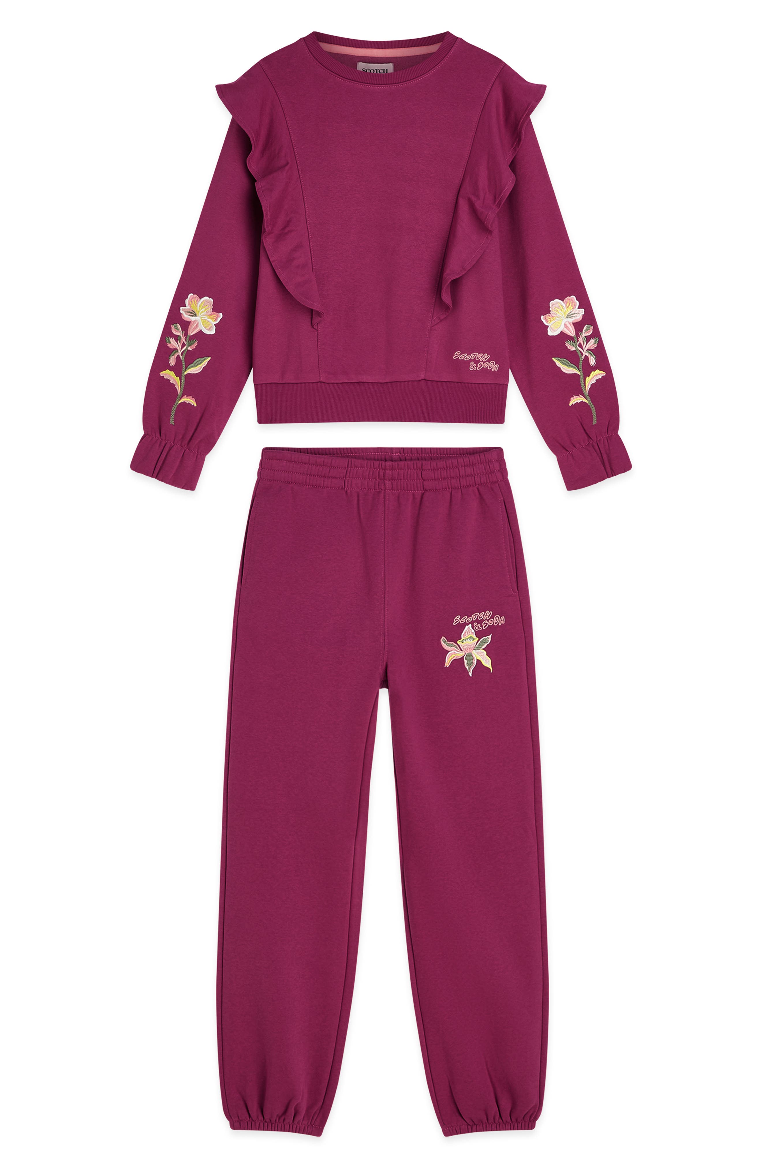 Kids' Ruffle Floral Sweatshirt & Joggers Set