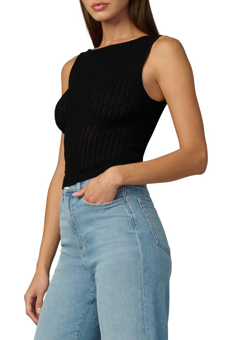 Openwork Boat Neck Tank, Alternate, color, BLACK