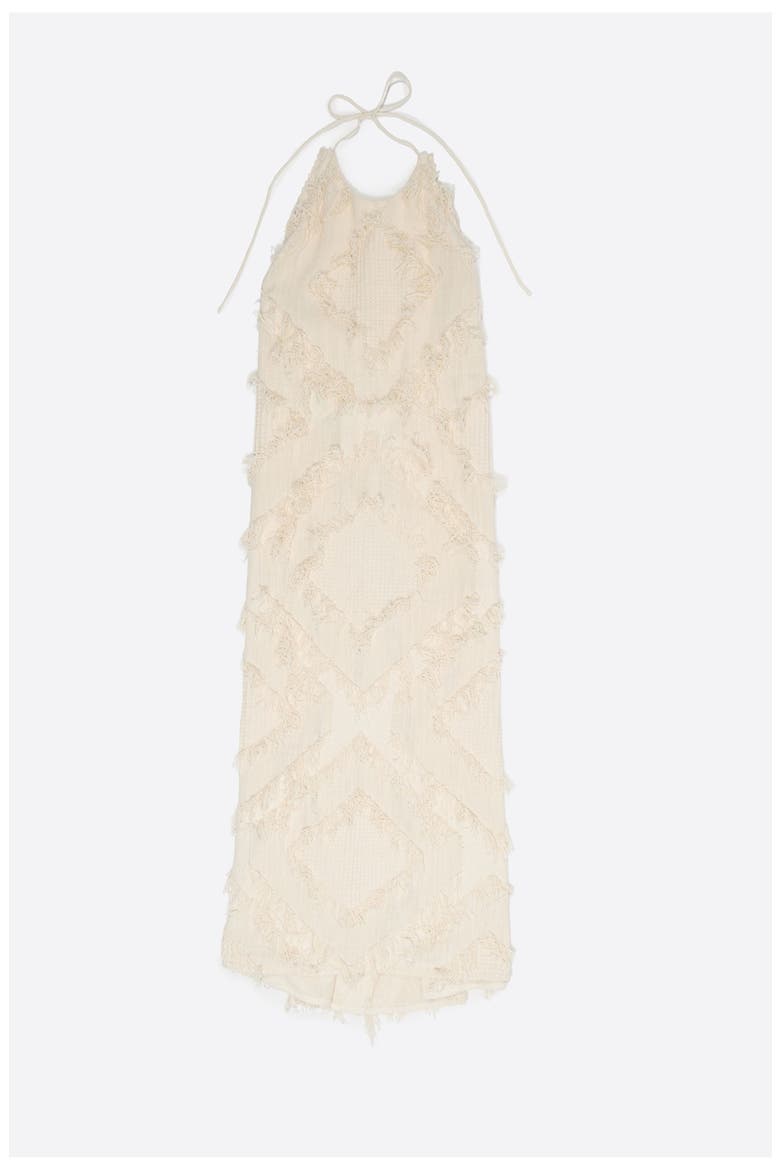 Halter Neck Dress With Fringing, Alternate, color, IVORY