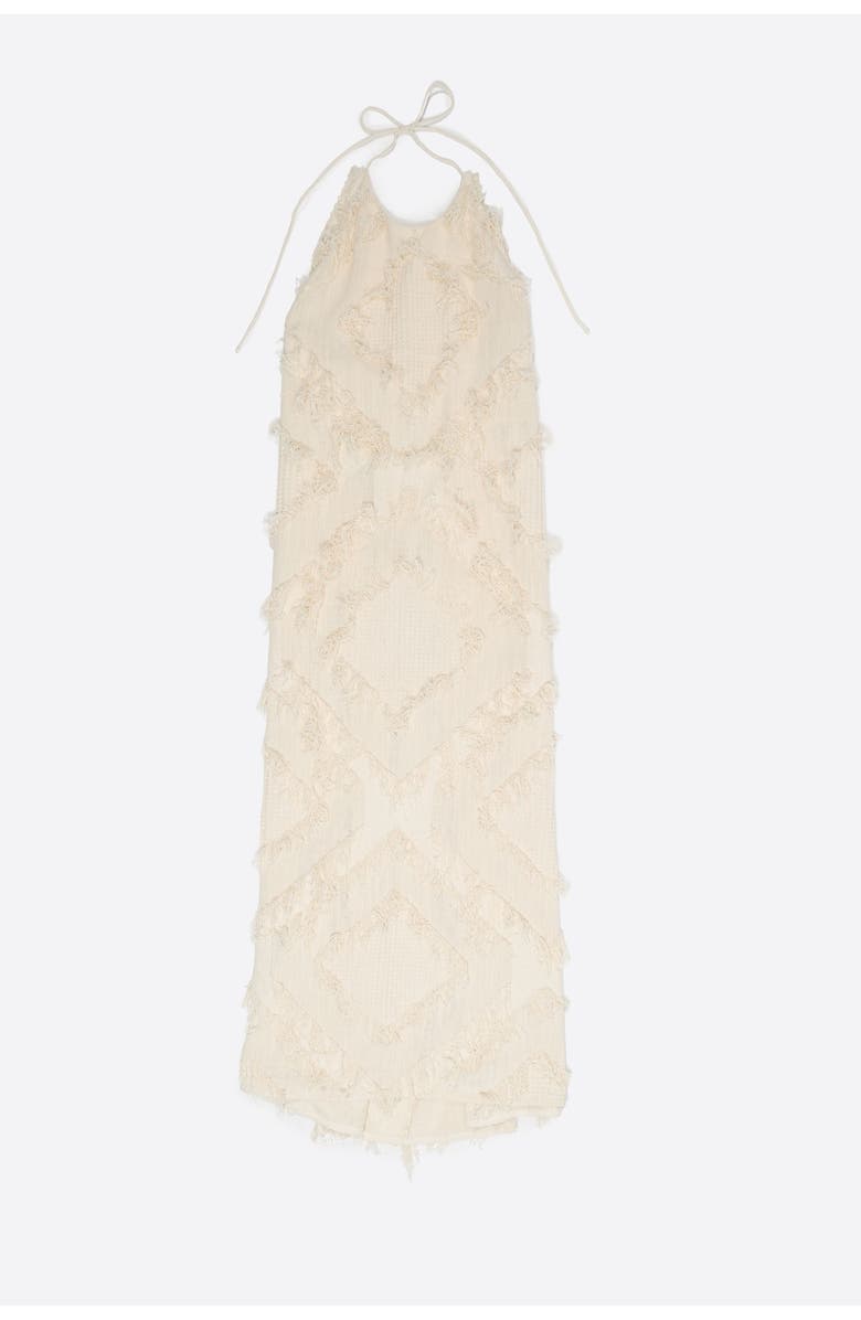 Bimba y Lola Halter Neck Dress With Fringing, Alternate, color, Ivory