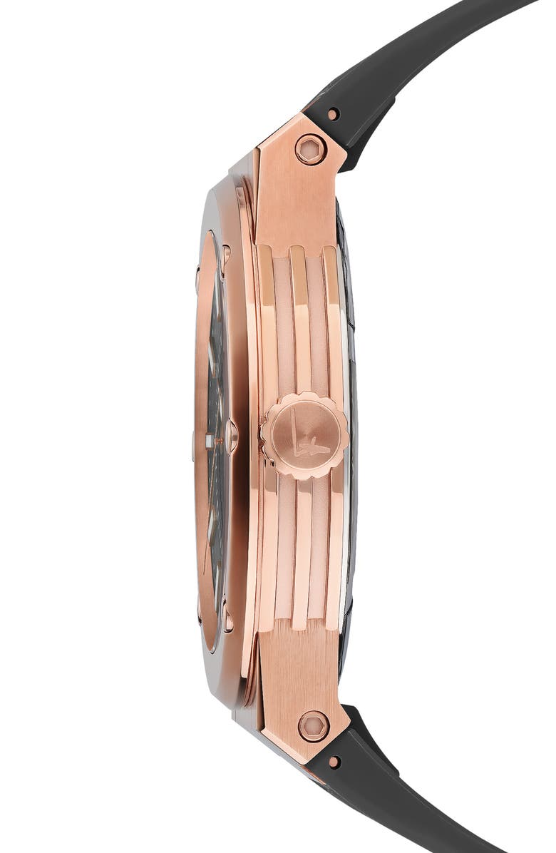 FERRAGAMO F-80 Chronograph Silicone Strap Watch, 44mm, Alternate, color, 