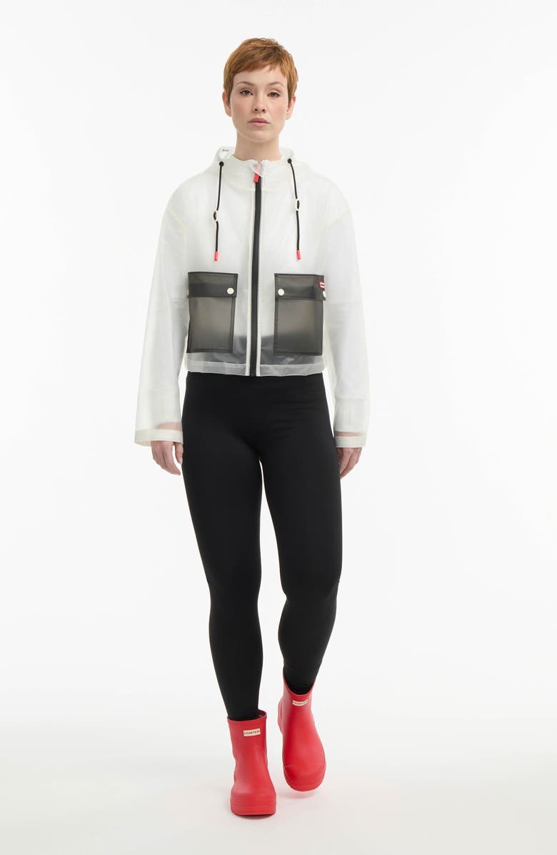 Hunter Jessie Colorblock Transparent Crop Jacket, Alternate, color, Hunter White