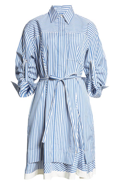 3.1 Phillip Lim Stripe Shirt With Cascade Sleeves In Blue Multi
