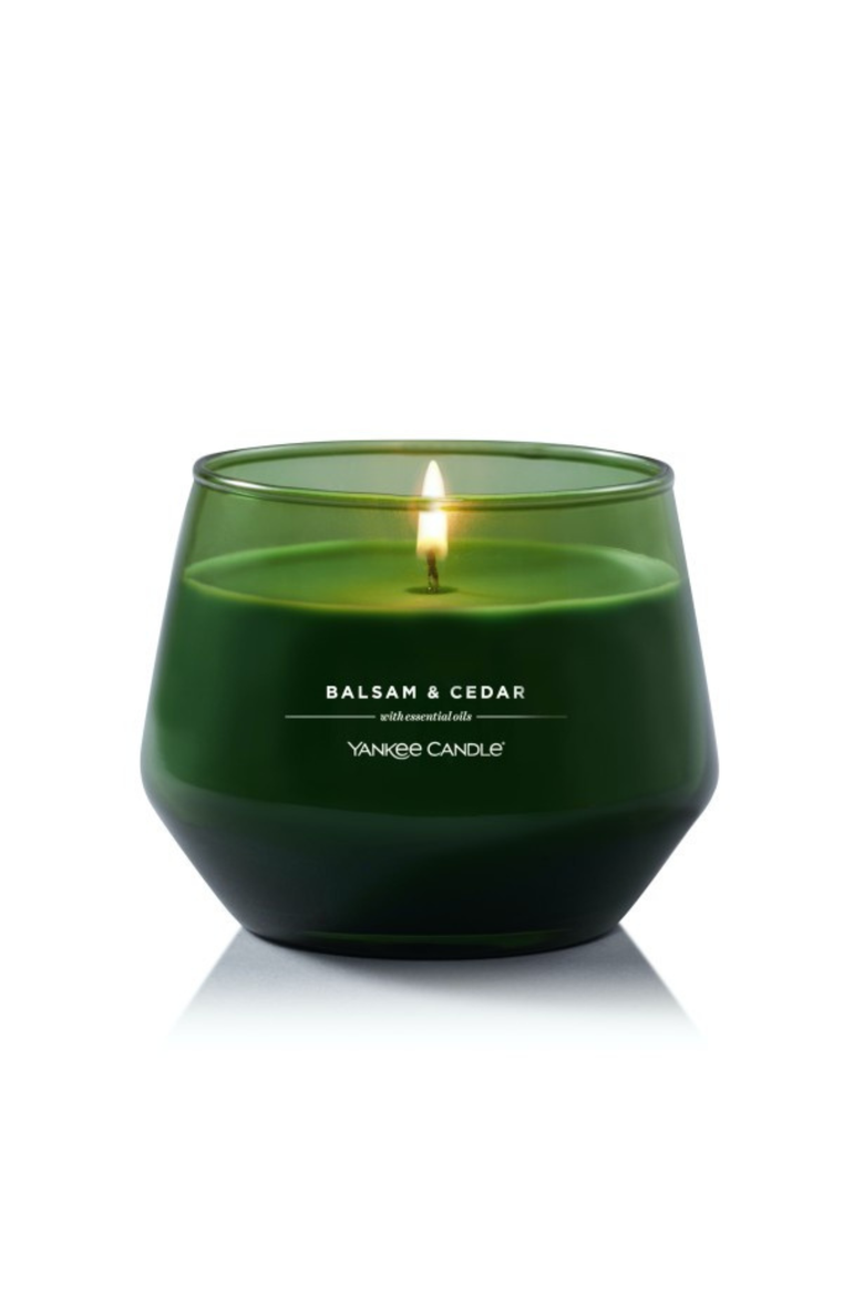 Balsam & Cedar Studio Candle with Essential Oils, Set of 2, Alternate, color, Green