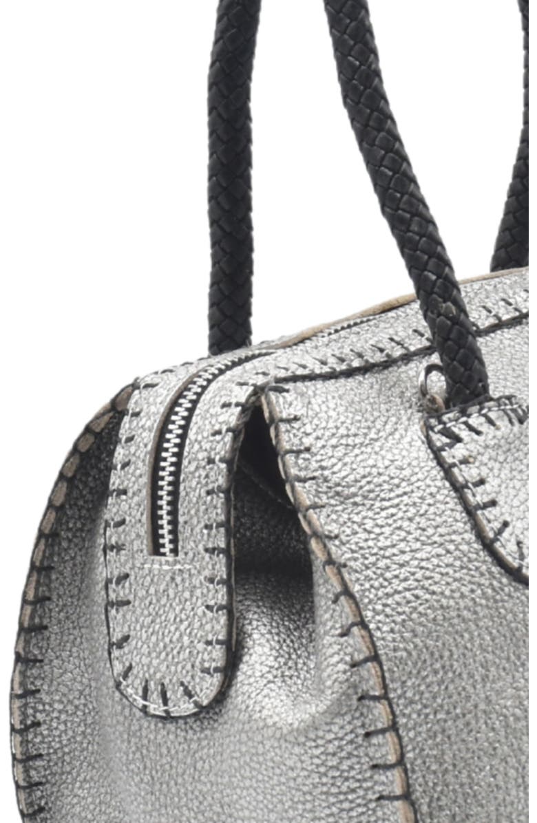 Carlos Falchi Mini Barrel Top Grain Leather Bag, Alternate, color, Roman Chrome