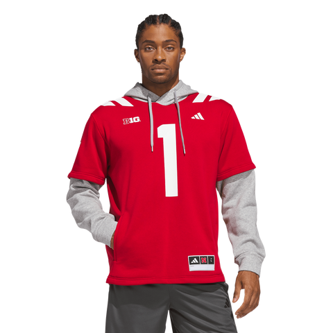 Men's adidas #1 Scarlet Nebraska Huskers Home Hooded Jersey