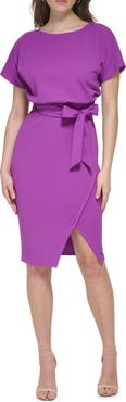 Kensie Tie Front Blouson Dress