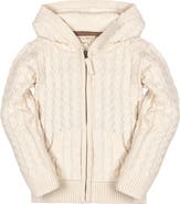 Hope & Henry Kids' Organic Long Sleeve Full Zip Hooded Sweater with Elbow Patches