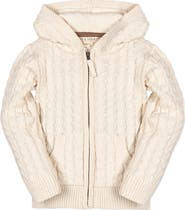 Hope & Henry Kids' Organic Long Sleeve Full Zip Hooded Sweater with Elbow Patches