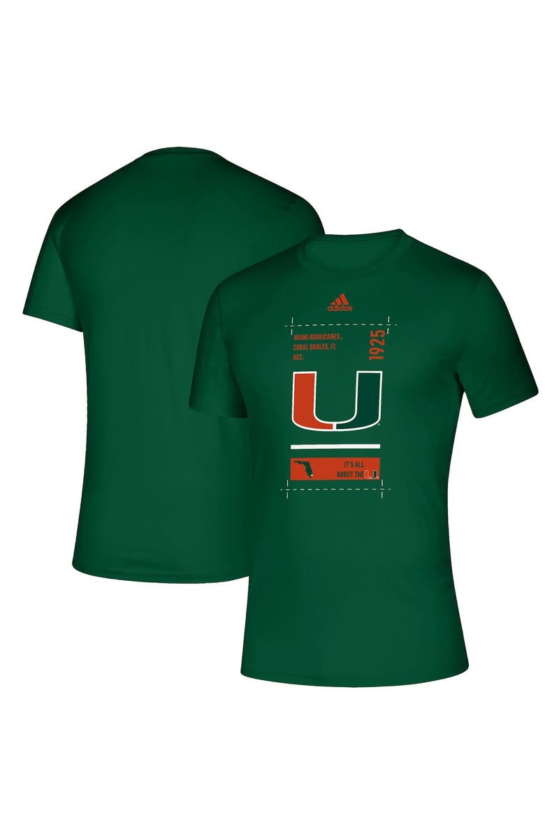 adidas Men's adidas Green Miami Hurricanes Hall Pass Creator T-Shirt, Main, color, Green