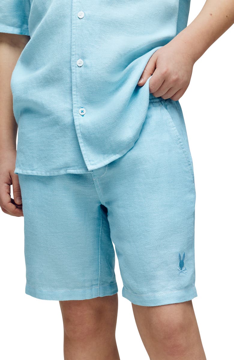 Psycho Bunny Kids' Windcrest Linen & Cotton Blend Shorts, Alternate, color, Milky Blue