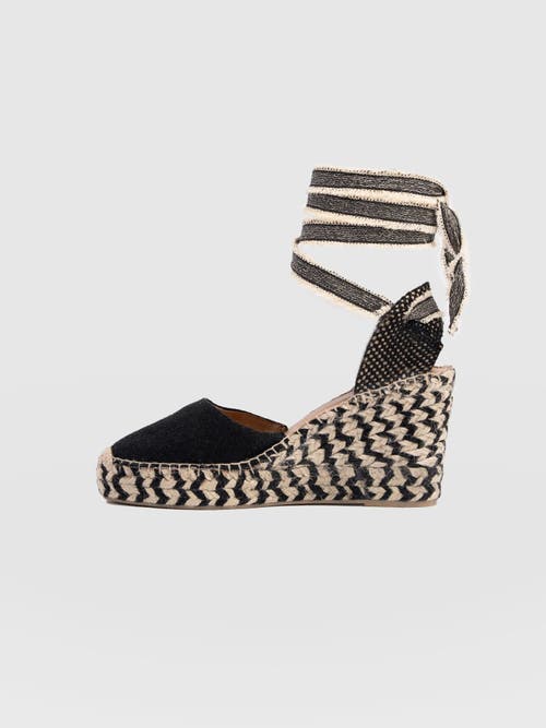 Saint + Sofia Rowe Espadrille Tie Wedges In Black