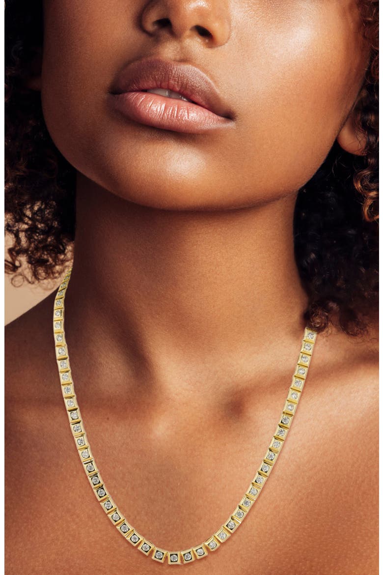 Cubic Zirconia Tennis Necklace, Alternate, color, GOLD