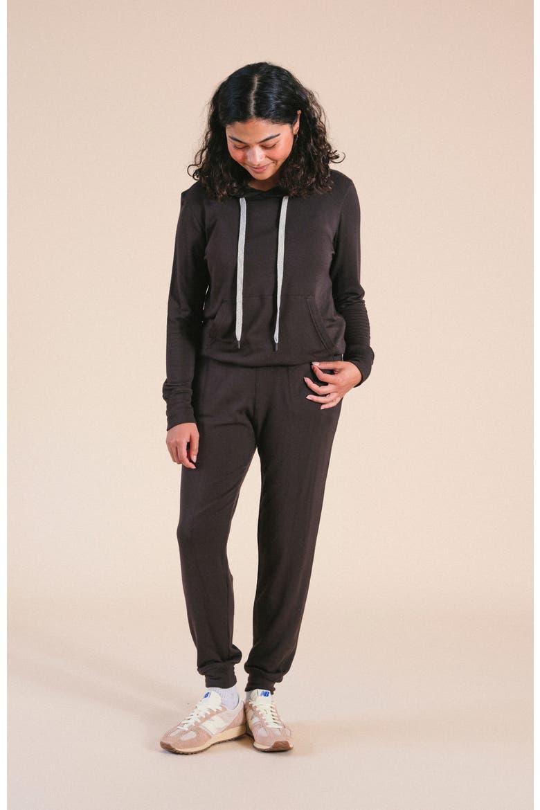Betty Modal Hoodie, Alternate, color, Dark Chocolate