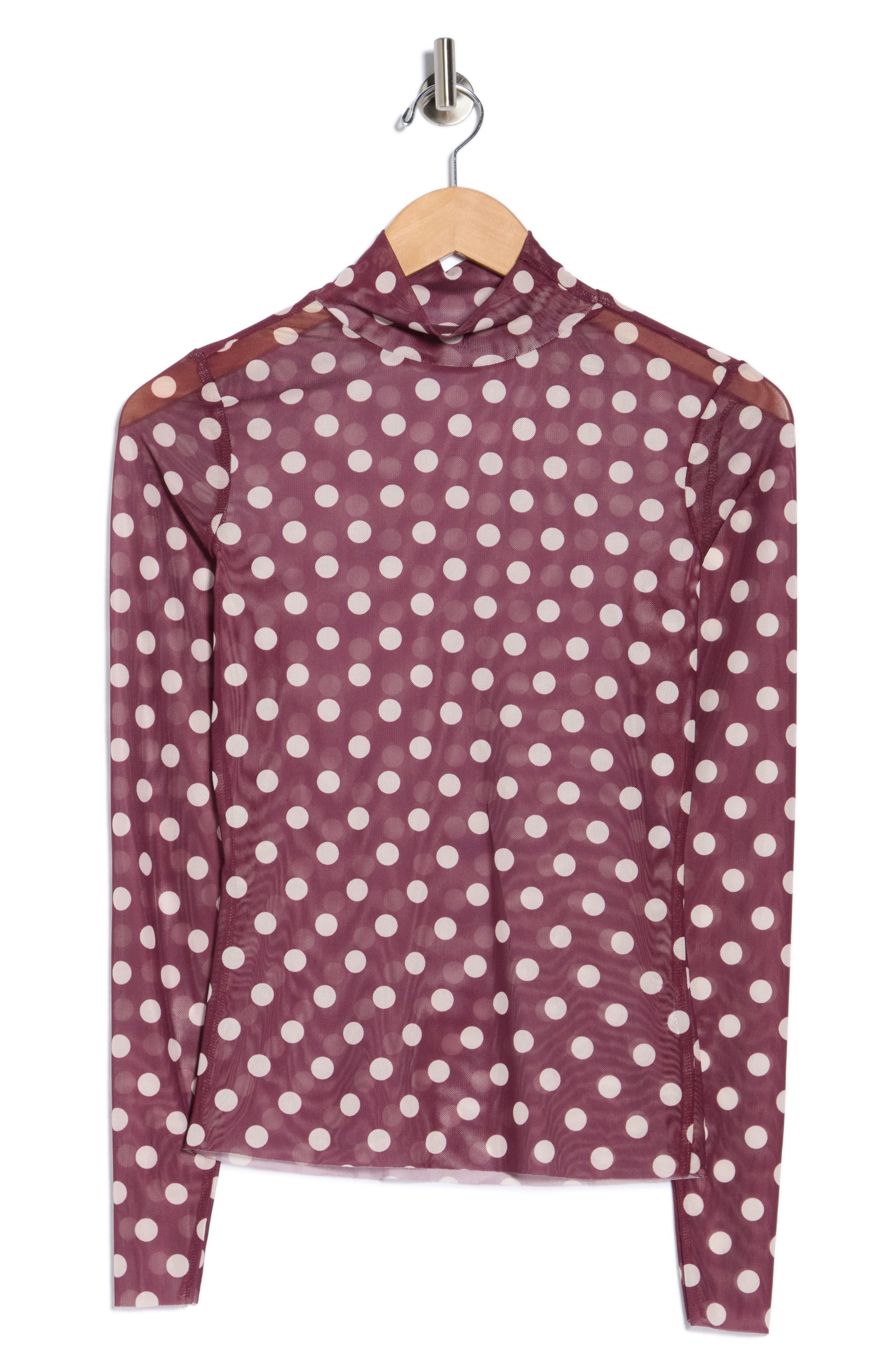 Afrm Los Angeles Zoe Mock Neck Mesh Top In Burgundy