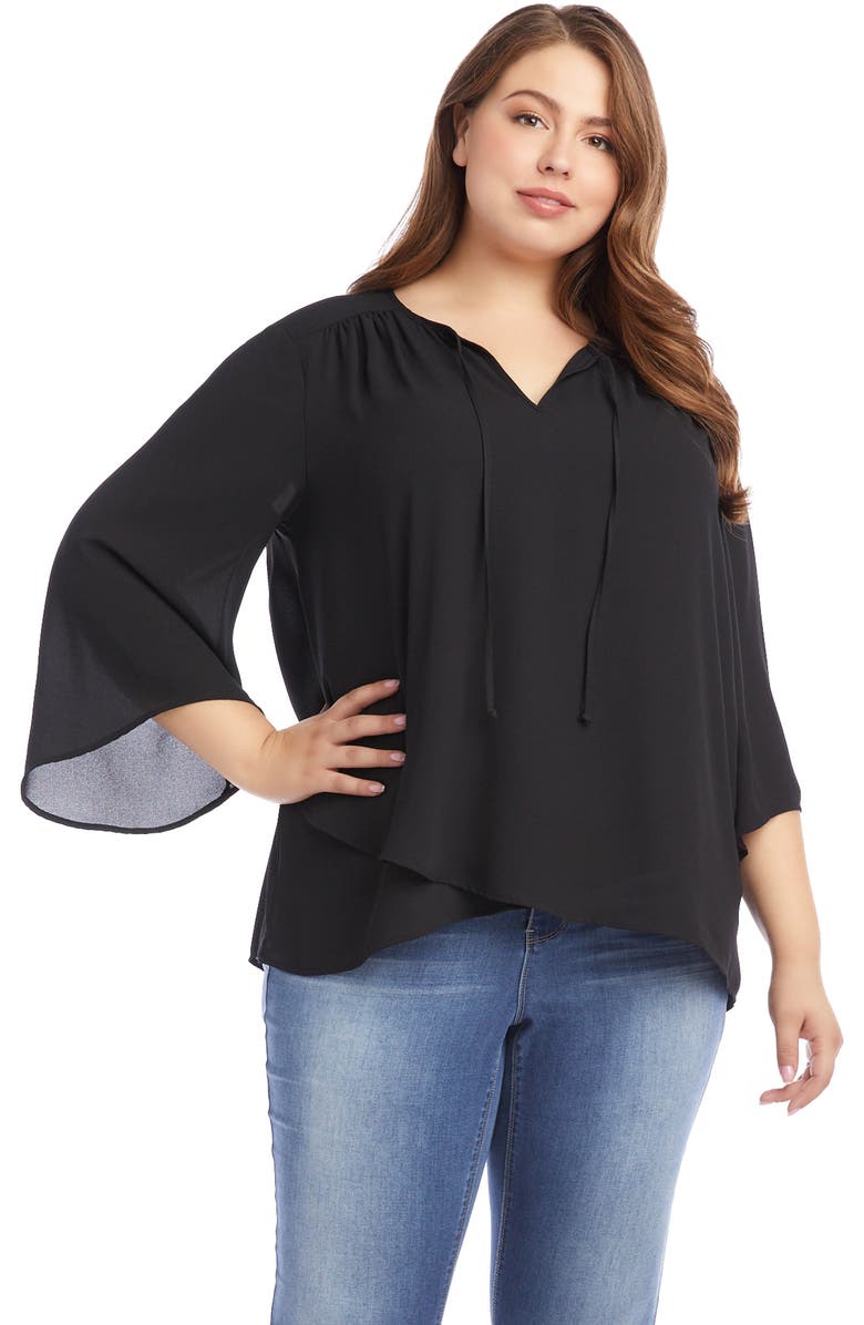 Karen Kane Tie Neck Bell Sleeve Top, Alternate, color, 