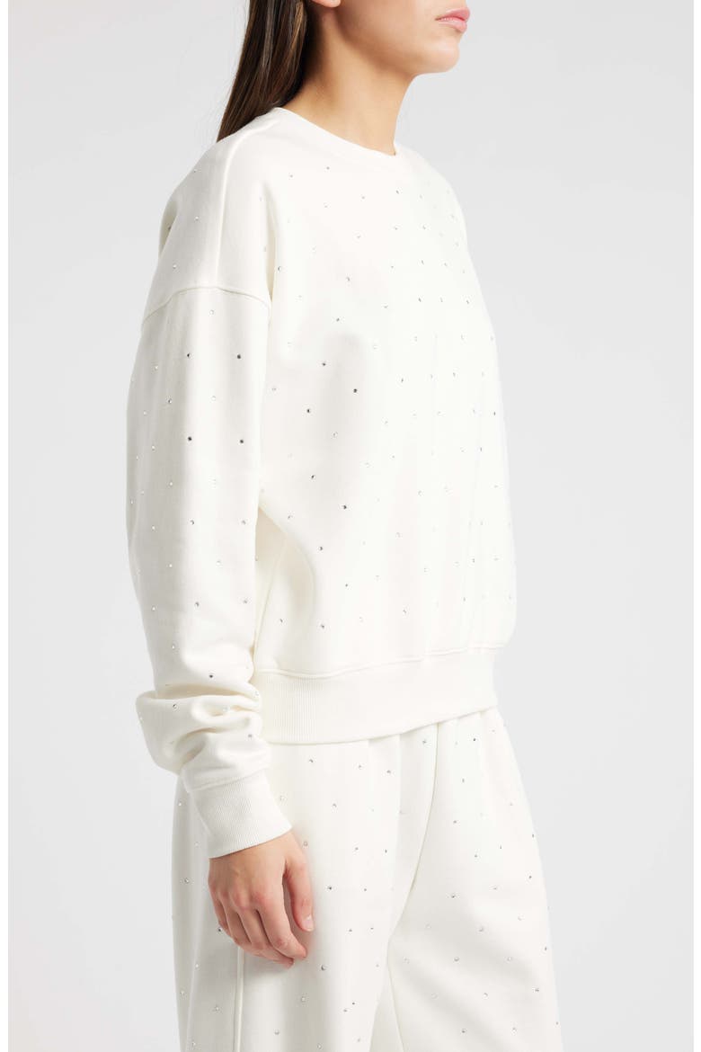 Crystal Embellished Sweatshirt, Alternate, color, CLOUD WHITE001