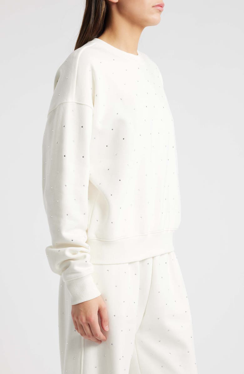 Good American Crystal Embellished Sweatshirt, Alternate, color, Cloud White001