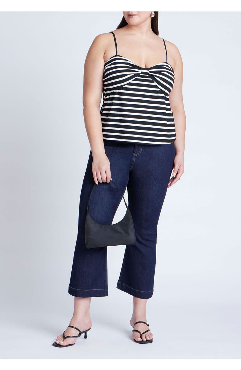 ELOQUII Striped Sweetheart Tank, Alternate, color, Black White Stripe