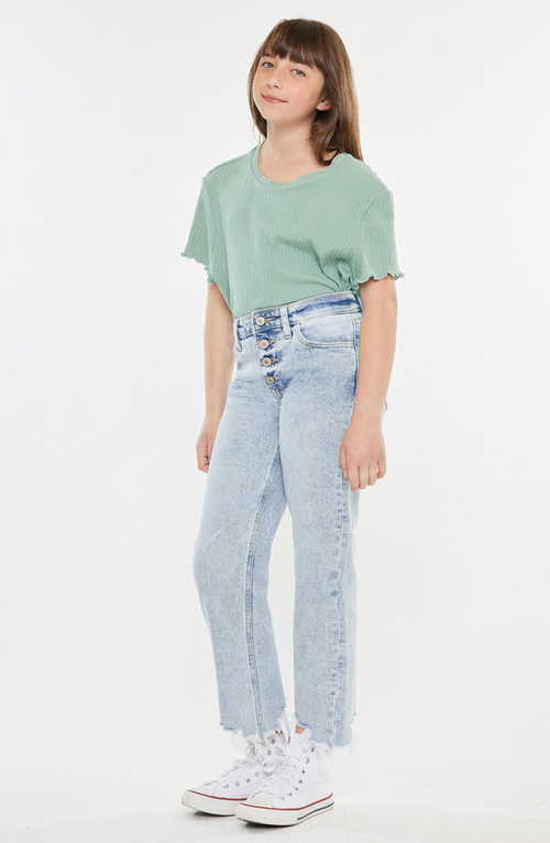 Kancan Kandy High Rise Cropped Straight Jeans In Blue