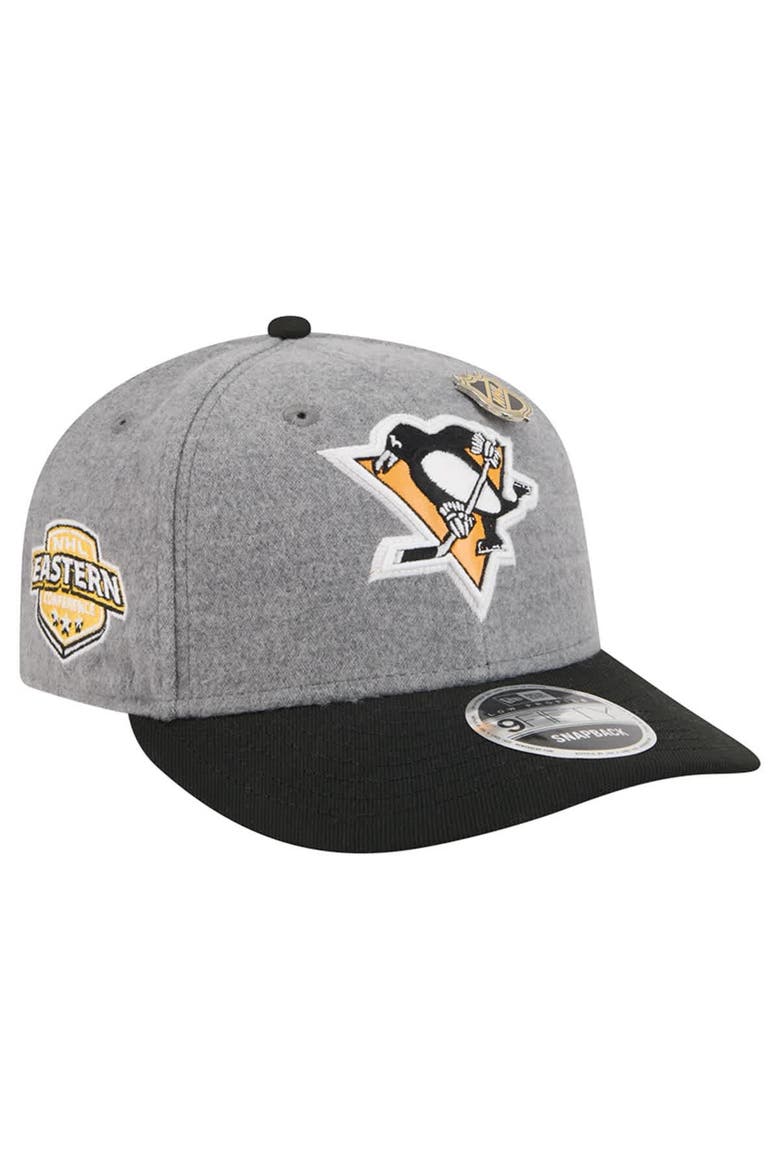 Men's New Era  Gray/Black Pittsburgh Penguins Wool Pin Low Profile 9FIFTY Snapback Hat, Main, color, Gray
