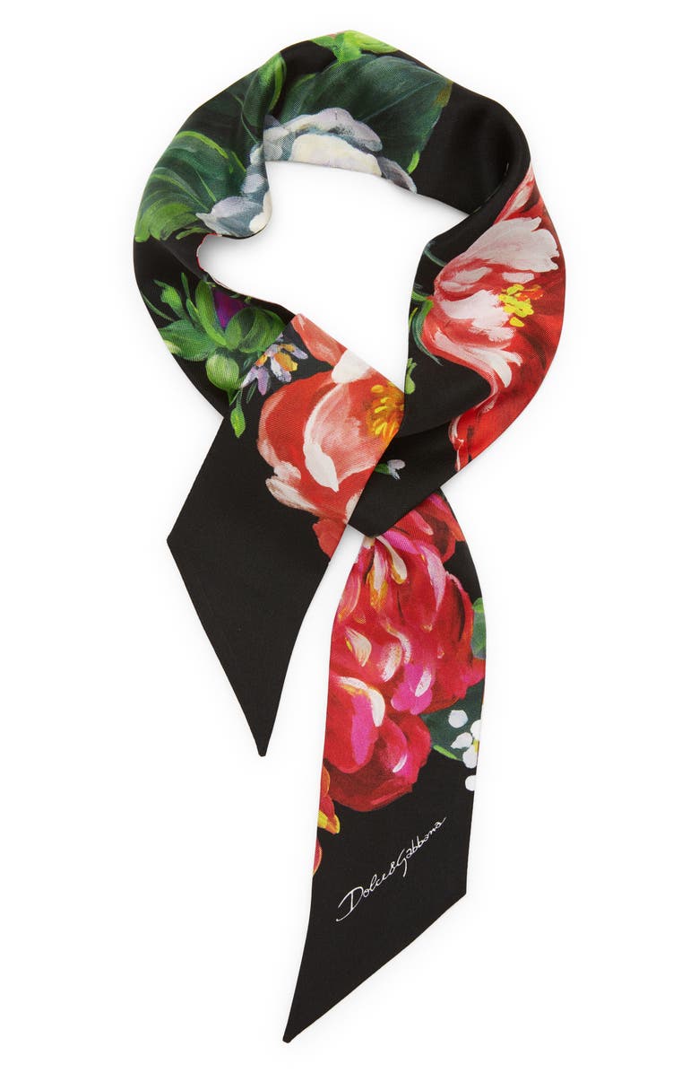 Dolce&Gabbana Flowers Silk Twill Scarf, Main, color, Hn3vw Fiori Pittorici F.ne