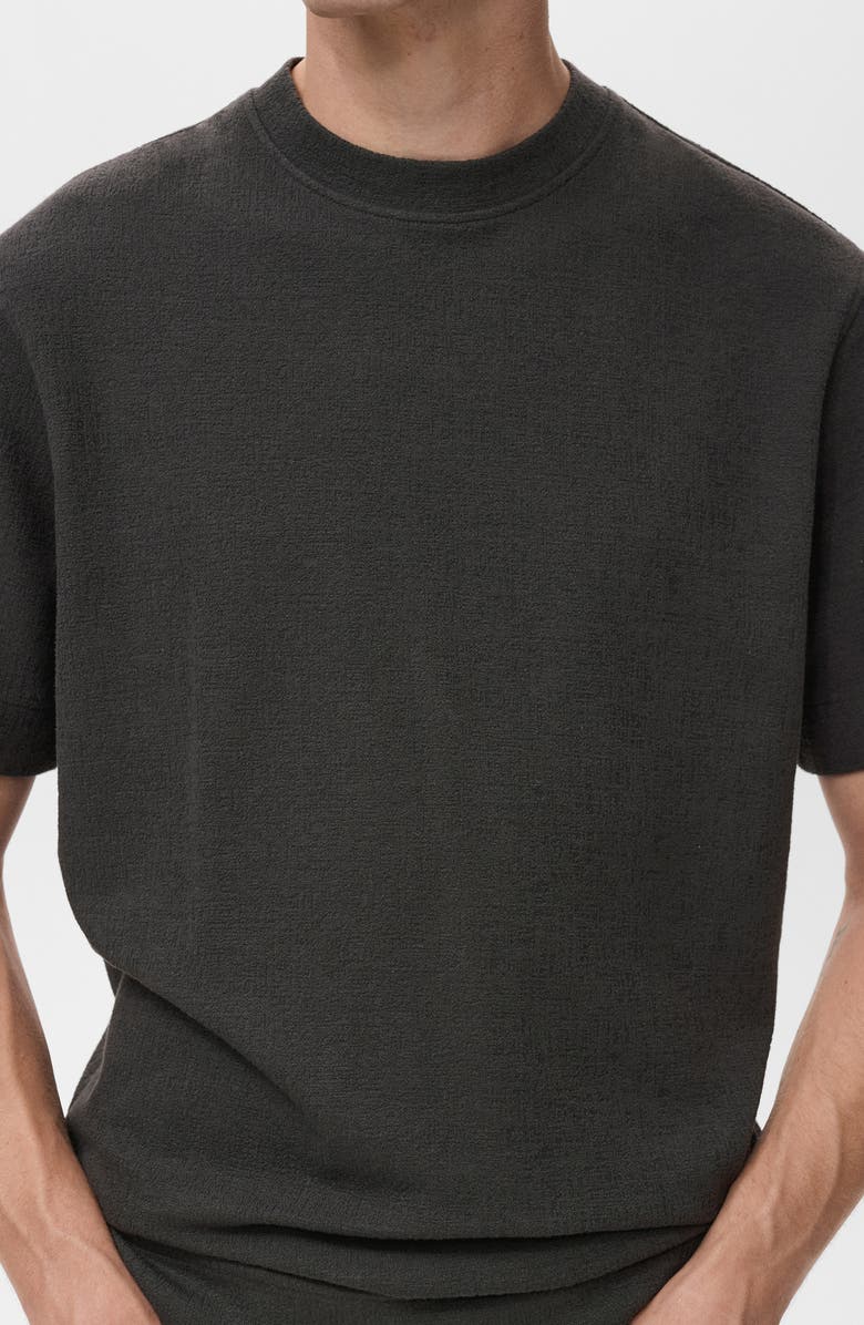 MANGO Textured Cotton Blend T-Shirt, Alternate, color, Charcoal