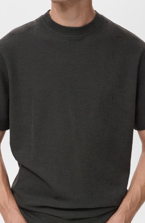 Mango Textured Cotton Blend T-shirt In Gray