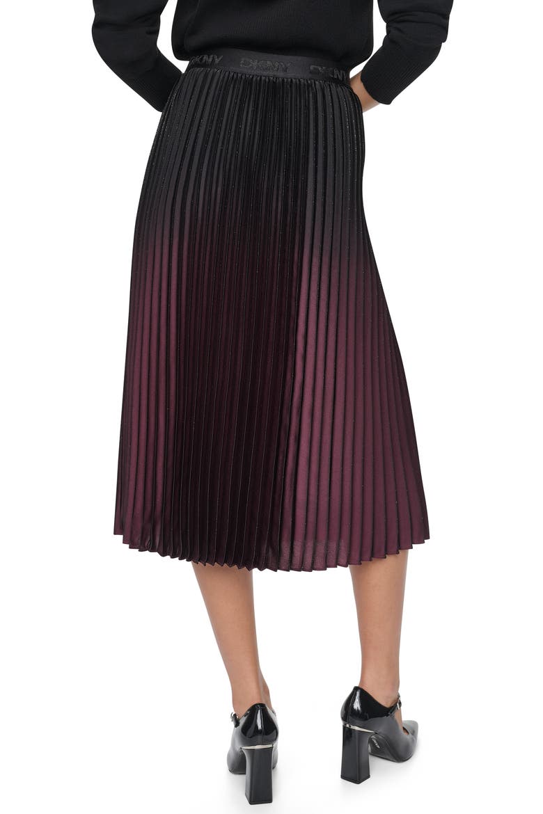 Pleated Metallic Ombré Skirt, Alternate, color, CABERNT/ BL