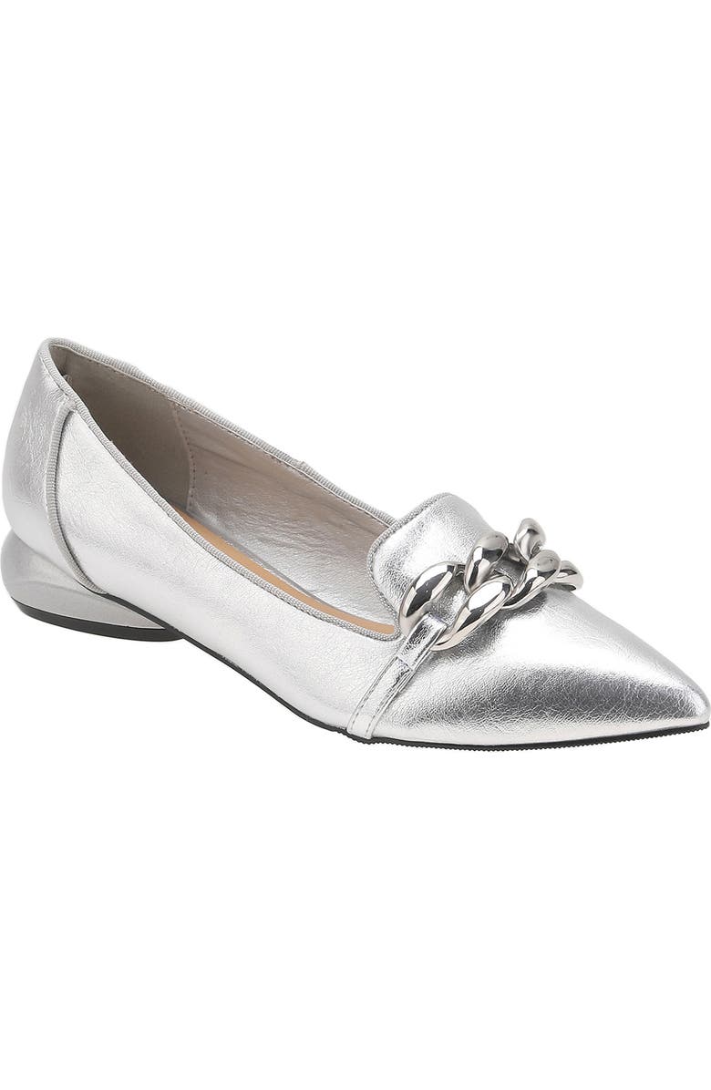 NINETY UNION Mira Pointed Toe Flat, Main, color, Silver