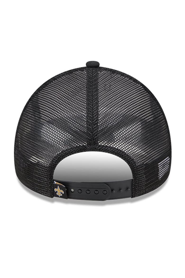 Men's New Era White/Black New Orleans Saints Stacked A-Frame Trucker 9FORTY Adjustable Hat, Alternate, color, White