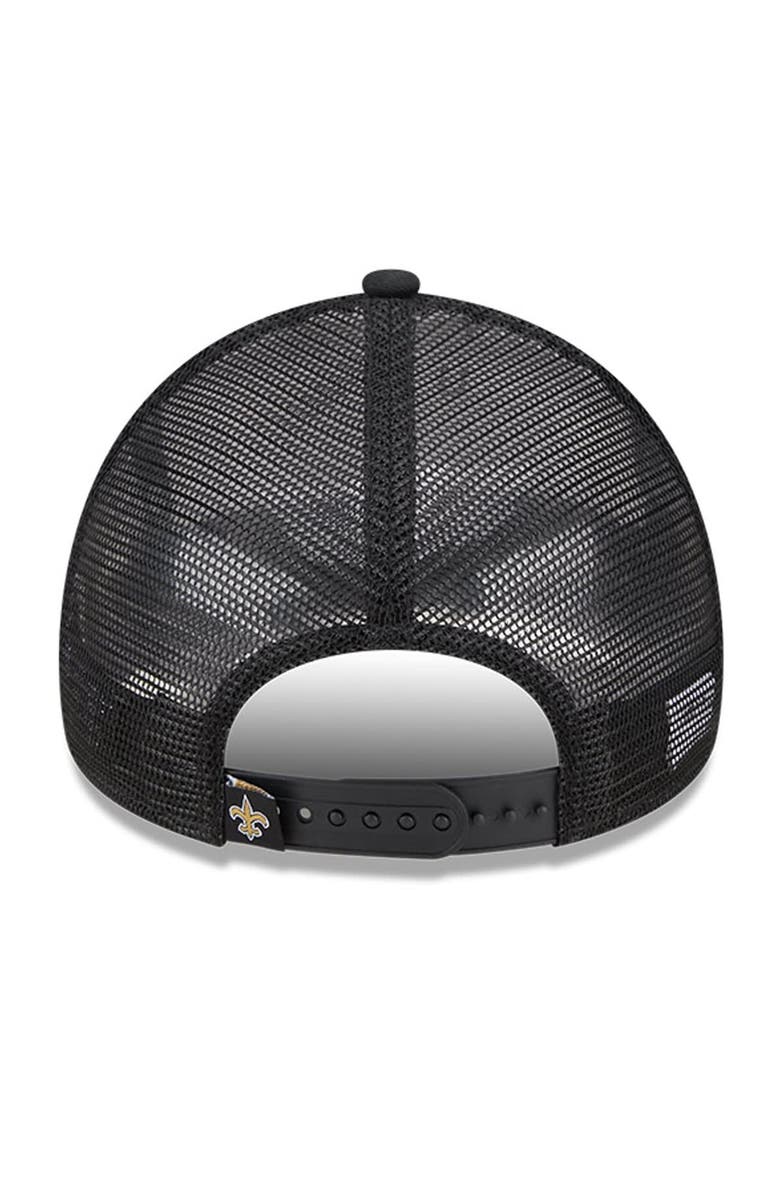 New Era Men's New Era White/Black New Orleans Saints Stacked A-Frame Trucker 9FORTY Adjustable Hat, Alternate, color, White