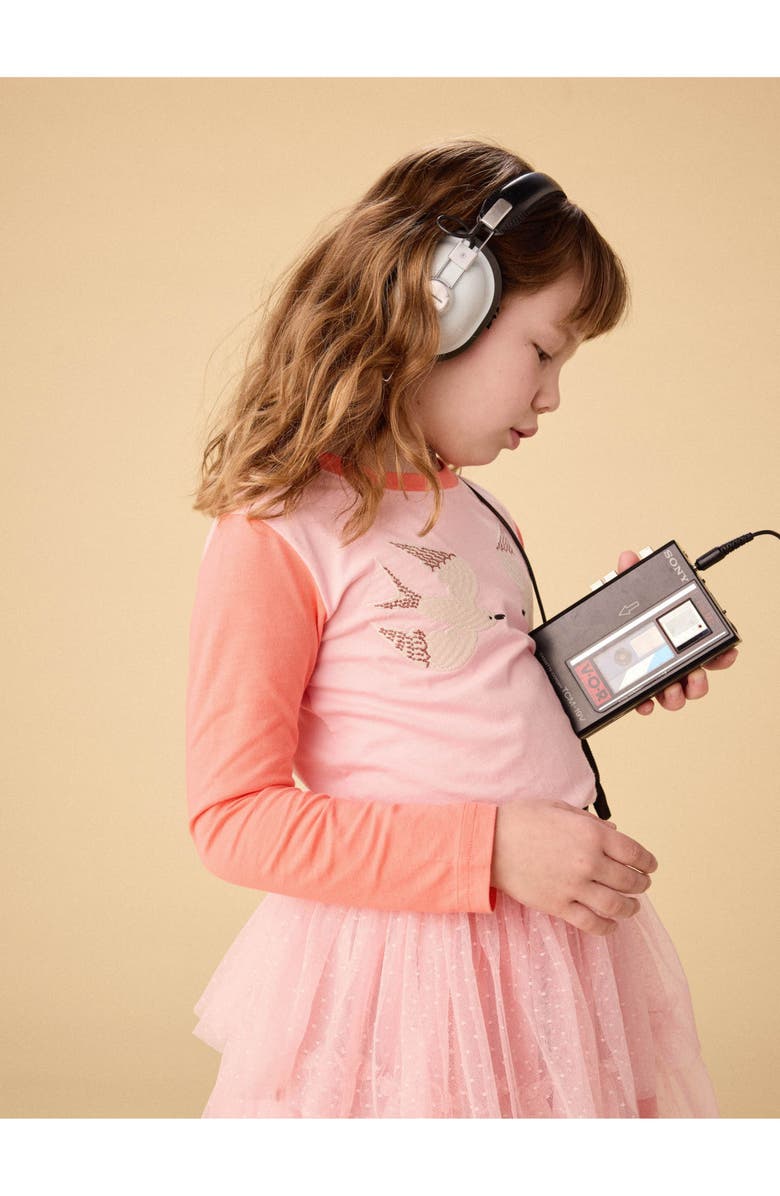 Tea Collection Embroidered Magpies Blocked Tee, Alternate, color, Cherry Blossom