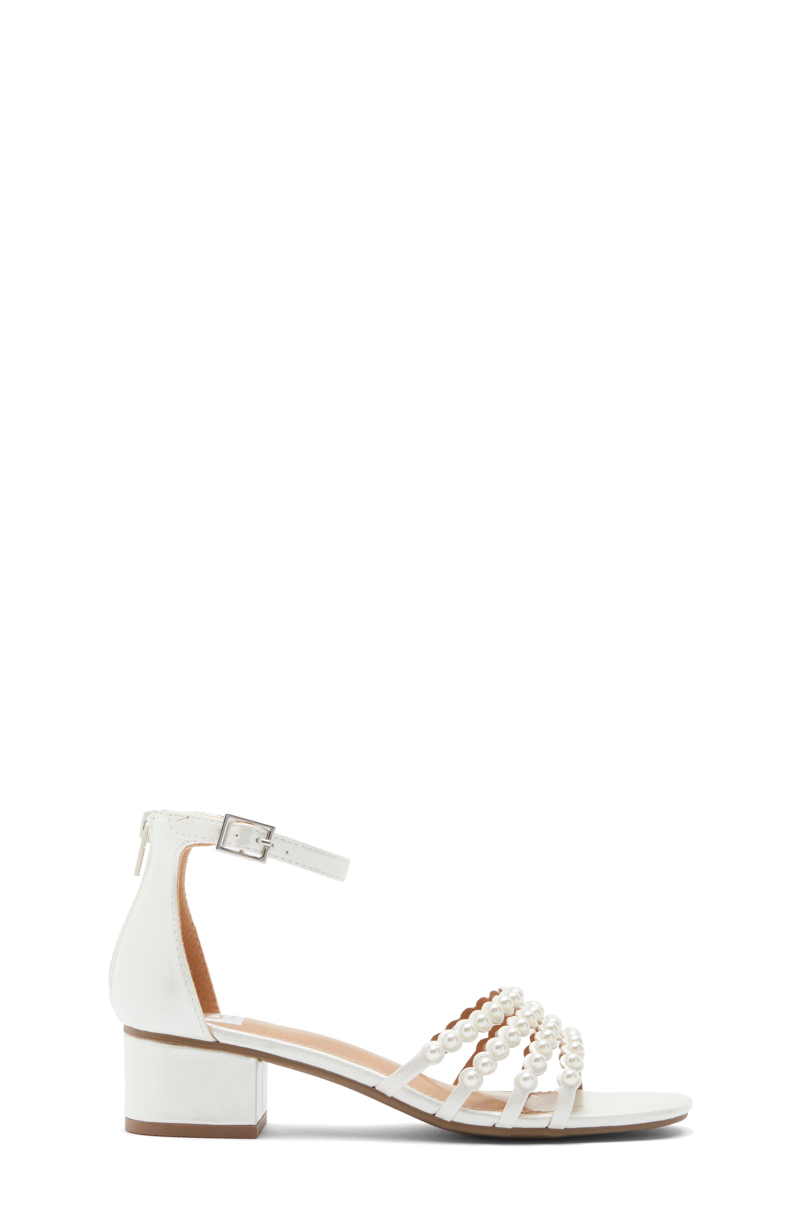DV by Dolce Vita Kids' Gabbi Faux Pearl Sandal, Alternate, color, White