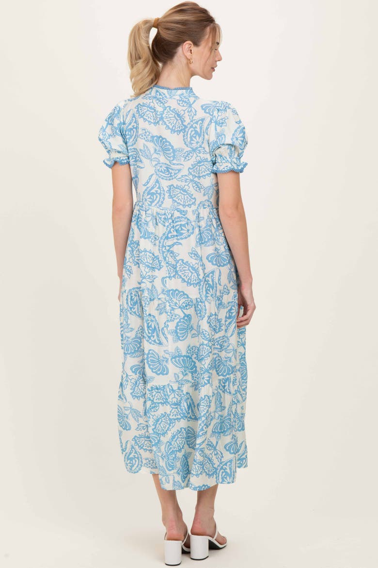 Paisley Print Tiered Midi Dress, Alternate, color, Light Blue