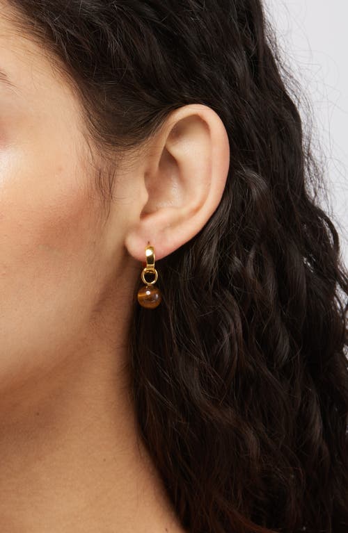 Monica Vinader Siren Muse Wave Onyx Charm Huggie Hoop Earrings In Gold