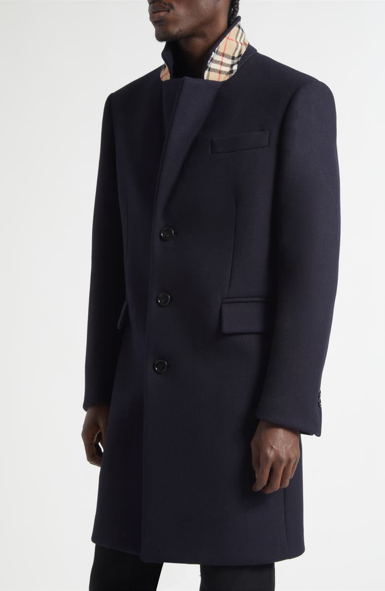 Burberry Beverley Wool Topcoat, Alternate, color, Navy