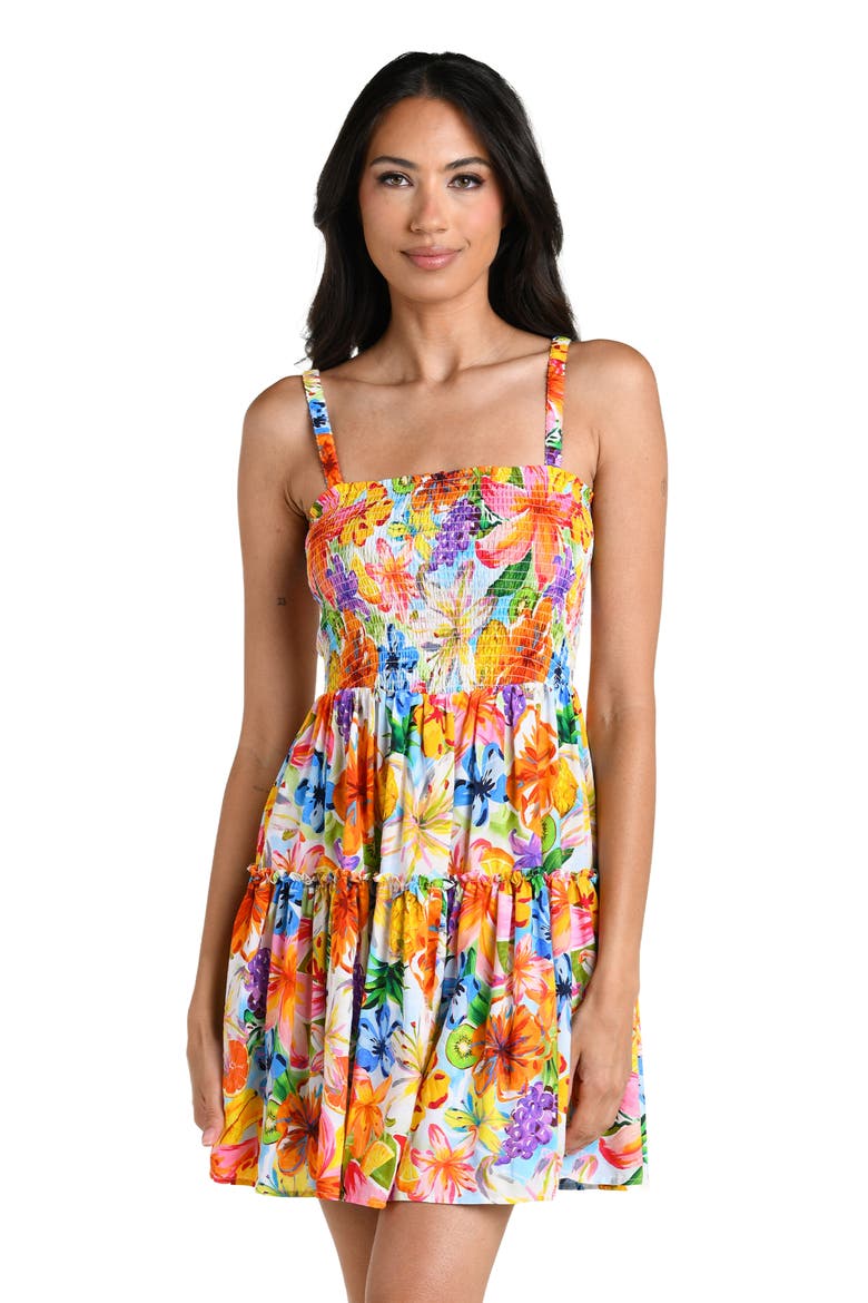 Flora de Fruta Cover-Up Minidress, Alternate, color, BLUE/ GREEN MULTI