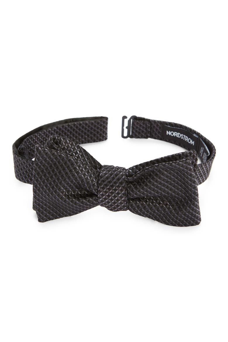 Solid Silk Bow Tie, Main, color, BLACK