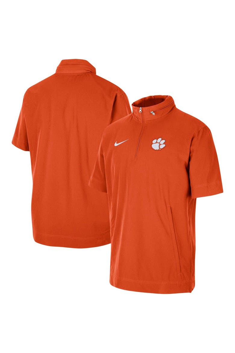 Men's Nike Orange Clemson Tigers Coaches Half-Zip Short Sleeve Jacket, Main, color, Orange
