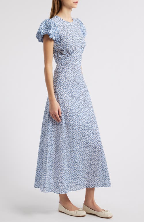 Shop Doen Dôen Romina Floral Organic Cotton Maxi Dress In Cornflower Hillside Bloom
