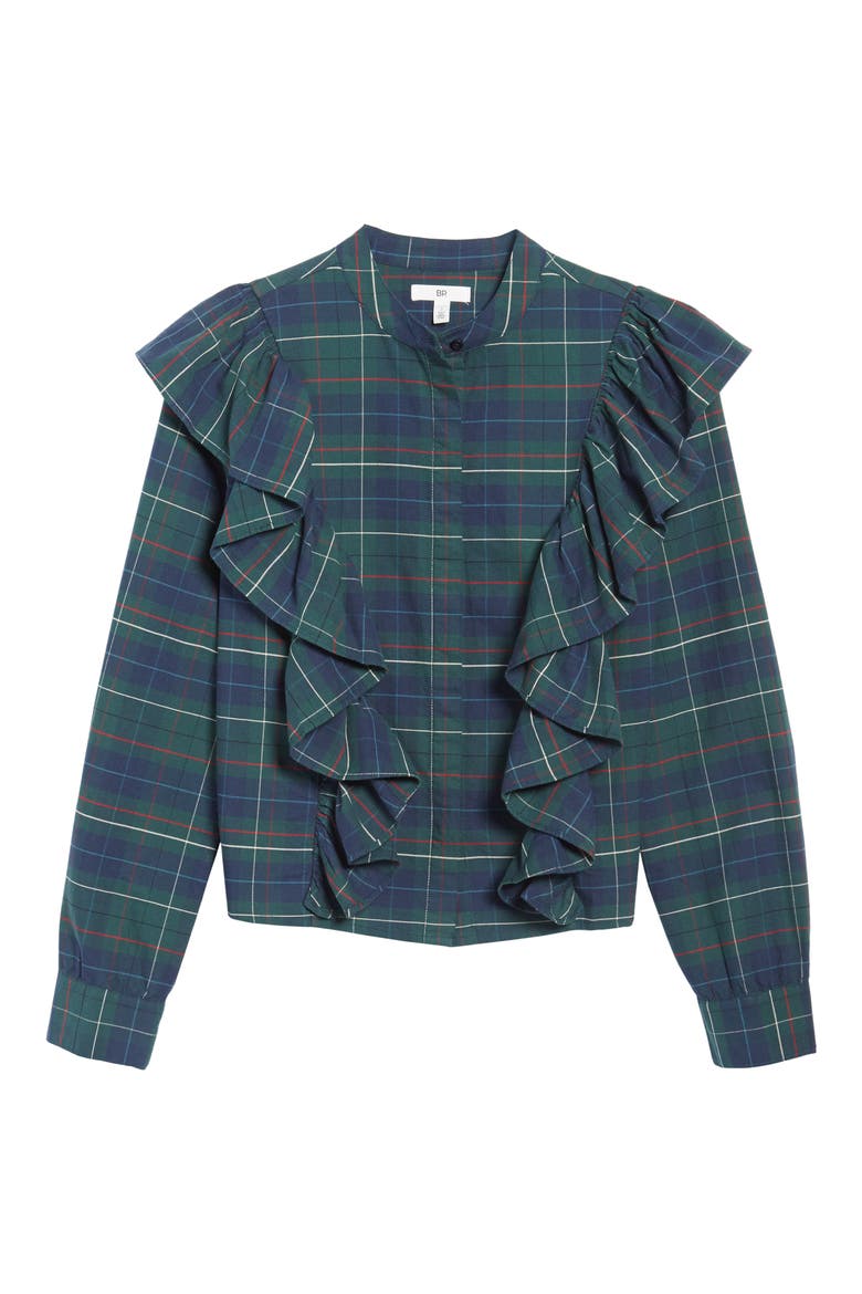 Plaid Ruffle Blouse, Alternate, color, GREEN GABLE SOFIA PLAID