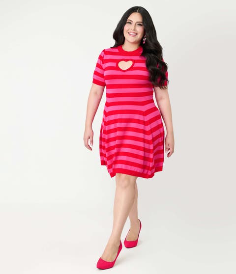 Plus Size Heart Cutout Flare Dress
